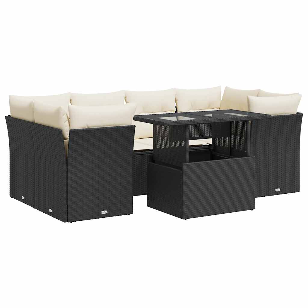 Set Divani da Giardino con Cuscini 7pz Nero Polyrattan - homemem39