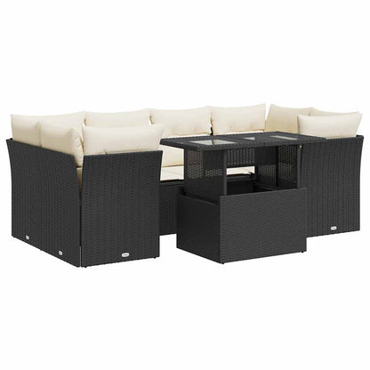 Set Divani da Giardino con Cuscini 7pz Nero Polyrattan - homemem39