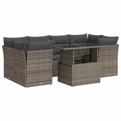Set Divani da Giardino 7 pz con Cuscini Grigio in Polyrattan - homemem39