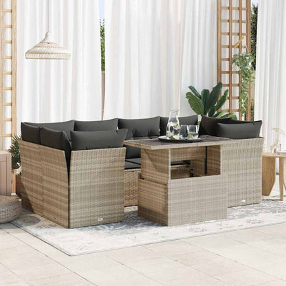 Set Divani da Giardino 7pz con Cuscini Grigio Chiaro Polyrattan - homemem39