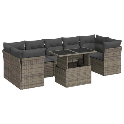 Set Divano da Giardino 8 pz con Cuscini Grigio in Polyrattan | homemem39