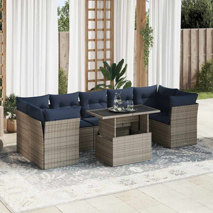 Set Divano da Giardino 8pz con Cuscini Grigio Polyrattan Acacia | homemem39
