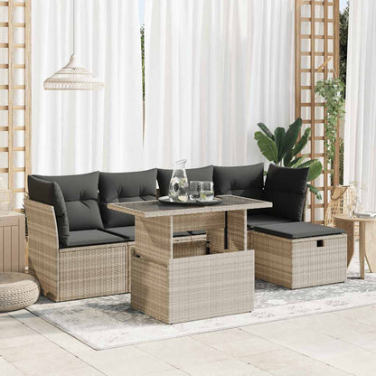 Set Divano da Giardino 6pz con Cuscini Grigio Chiaro Polyrattan | homemem39
