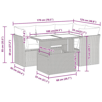 Set Divani da Giardino 5 pz con Cuscini in Polyrattan Nero | homemem39