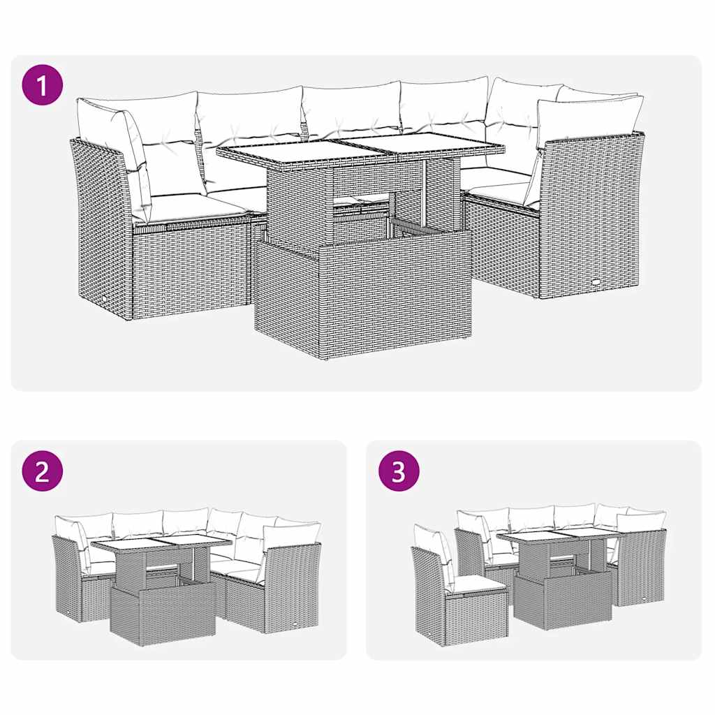 Set Divano da Giardino 6 pz con Cuscini Grigio in Polyrattan