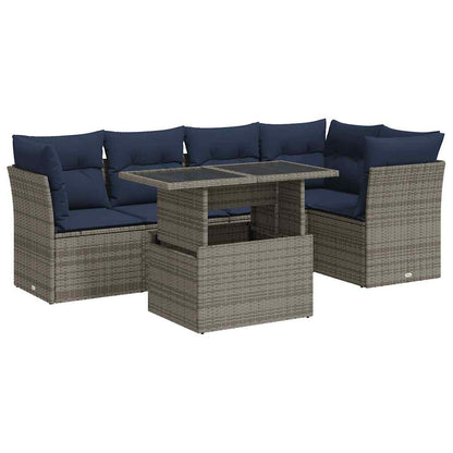Set Divano da Giardino 6pz con Cuscini Grigio Polyrattan Acacia - homemem39
