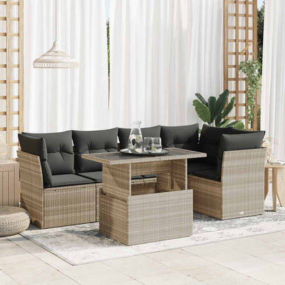 Set Divano da Giardino 6pz con Cuscini Grigio Chiaro Polyrattan - homemem39
