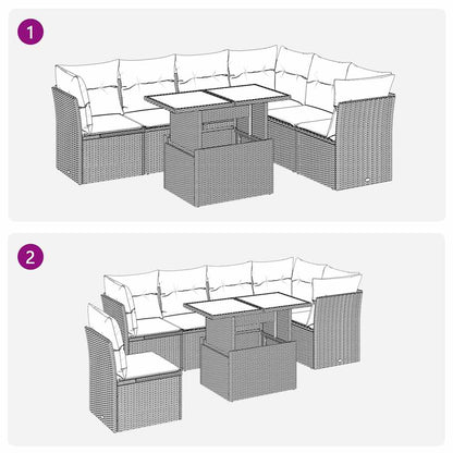 Set Divani da Giardino 7 pz con Cuscini Beige in Polyrattan | homemem39