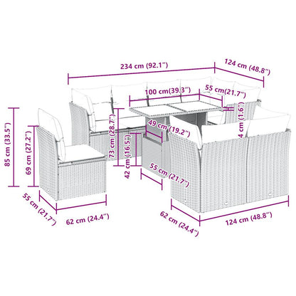 Set Divani da Giardino 9 pz con Cuscini Nero in Polyrattan | homemem39