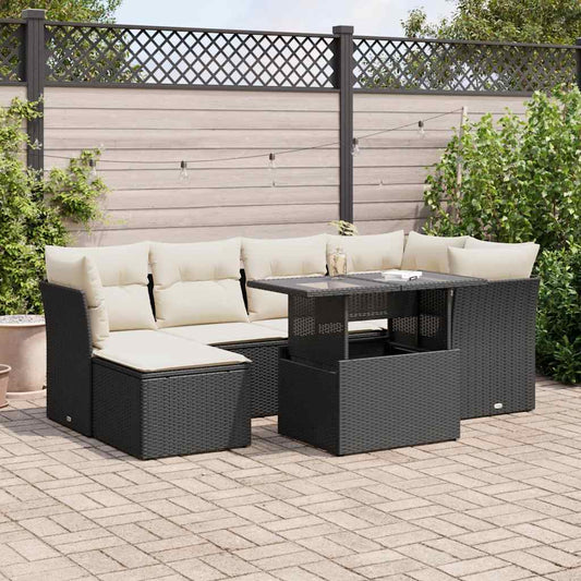 Set Divani da Giardino con Cuscini 7pz Nero Polyrattan - homemem39