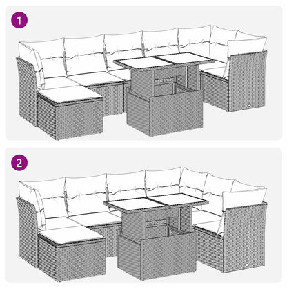 Set Divano da Giardino 8 pz con Cuscini Beige in Polyrattan | homemem39