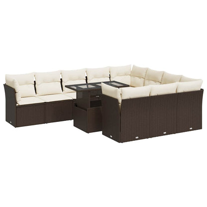 Set Divani da Giardino 11 pz con Cuscini Polyrattan Marrone - homemem39