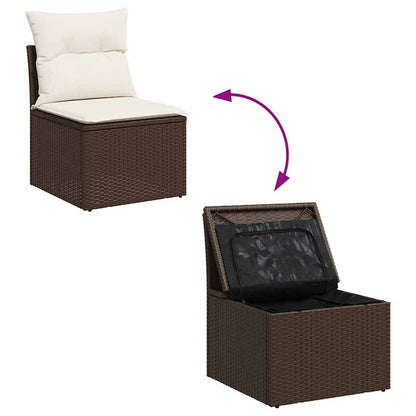 Set Divani da Giardino 11 pz con Cuscini Polyrattan Marrone | homemem39