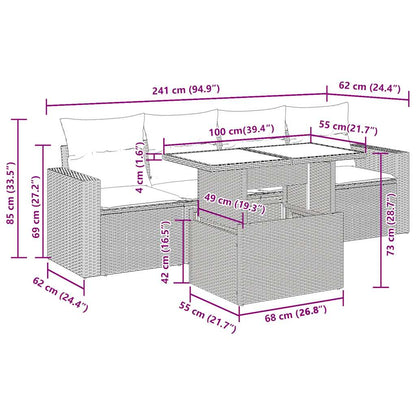 Set Divani da Giardino 5 pz con Cuscini in Polyrattan Nero | homemem39
