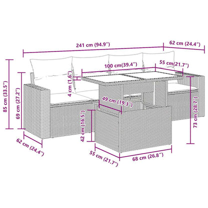 Set Divano da Giardino 5 pz con Cuscini Beige in Polyrattan | homemem39