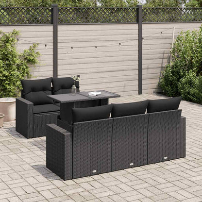 Set Divano da Giardino 6 pz con Cuscini Nero in Polyrattan | homemem39
