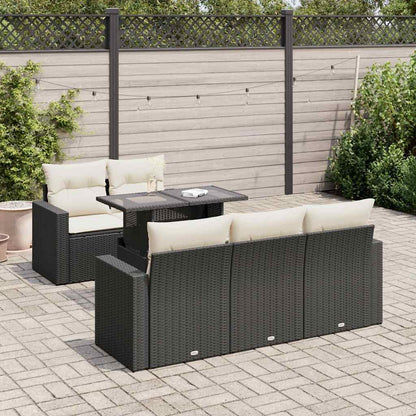 Set Divano da Giardino 6 pz con Cuscini Nero in Polyrattan | homemem39