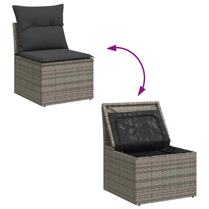 Set Divano da Giardino 6 pz con Cuscini Grigio in Polyrattan | homemem39