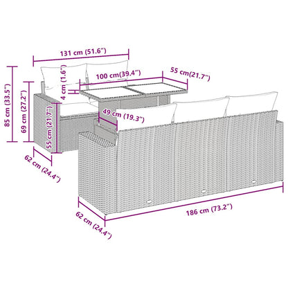 Set Divano da Giardino 6 pz con Cuscini Grigio in Polyrattan | homemem39