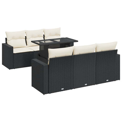 Set Divani da Giardino con Cuscini 7pz Nero Polyrattan | homemem39