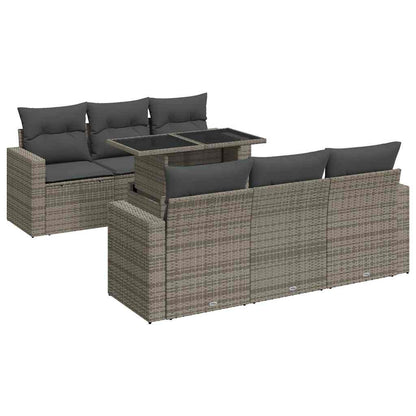 Set Divani da Giardino 7 pz con Cuscini Grigio in Polyrattan - homemem39