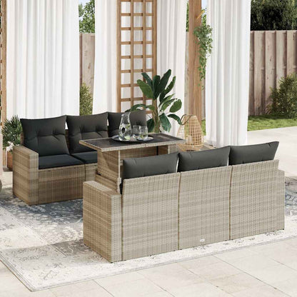 Set Divani da Giardino 7pz con Cuscini Grigio Chiaro Polyrattan | homemem39