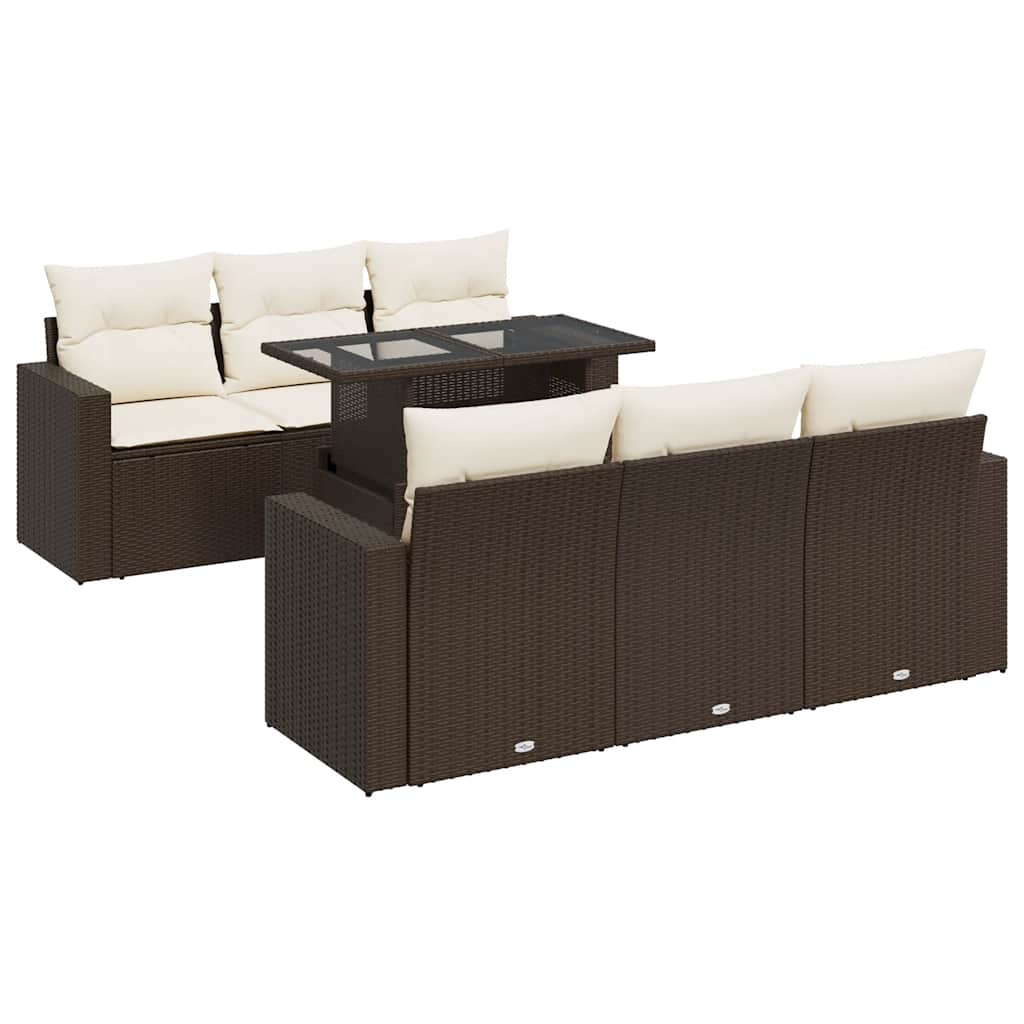 Set Divani da Giardino 7 pz con Cuscini Marrone in Polyrattan | homemem39