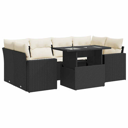 Set Divani da Giardino con Cuscini 7pz Nero Polyrattan | homemem39