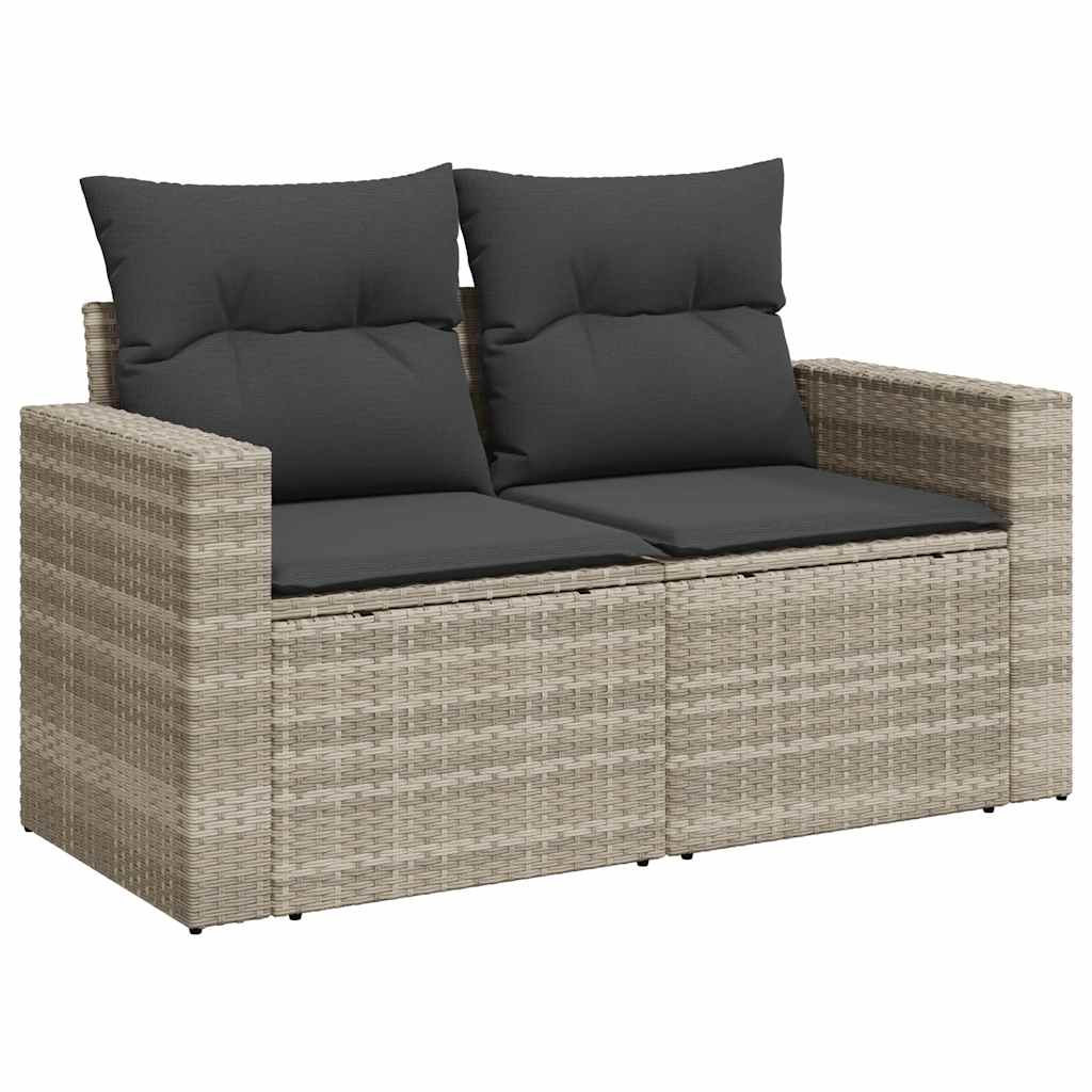 Set Divani da Giardino 7pz con Cuscini Grigio Chiaro Polyrattan - homemem39