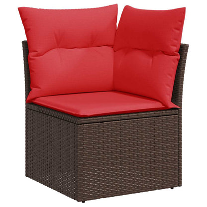 Set Divani Giardino 7 pz con Cuscini Marrone Polyrattan Acacia
