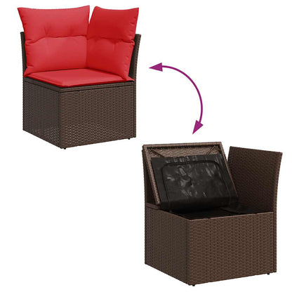 Set Divani Giardino 7 pz con Cuscini Marrone Polyrattan Acacia