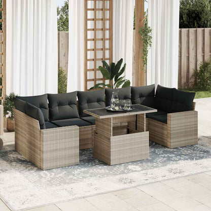 Set Divano da Giardino 8pz con Cuscini Grigio Chiaro Polyrattan - homemem39