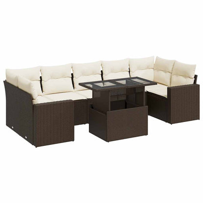 Set Divani da Giardino 8 pz con Cuscini Marrone in Polyrattan | homemem39