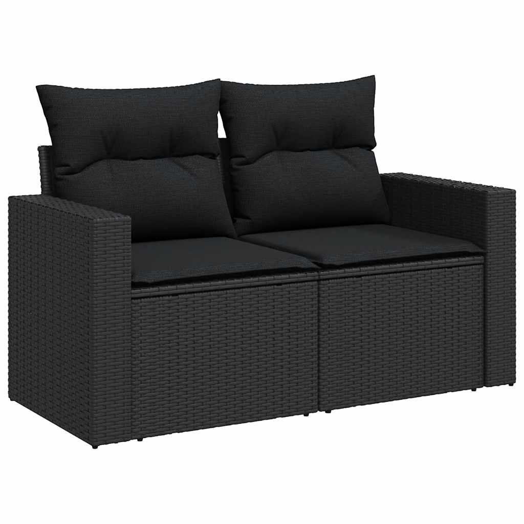 Set Divani da Giardino 9 pz con Cuscini Nero in Polyrattan - homemem39