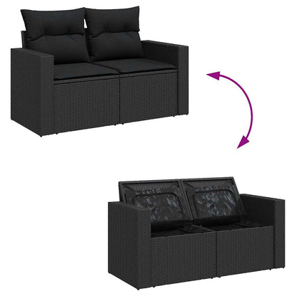 Set Divani da Giardino 9 pz con Cuscini Nero in Polyrattan - homemem39