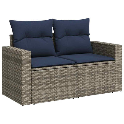 Set Divano da Giardino 9pz con Cuscini Grigio Polyrattan Acacia