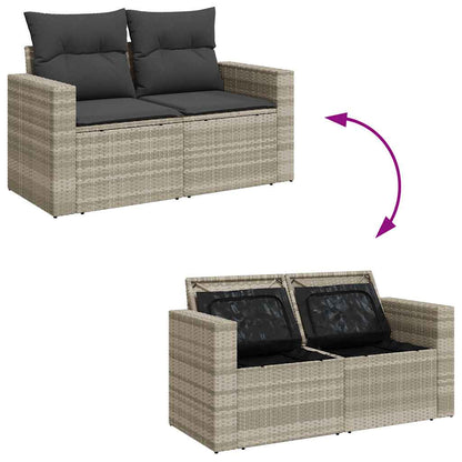 Set Divano da Giardino 6pz con Cuscini Grigio Chiaro Polyrattan