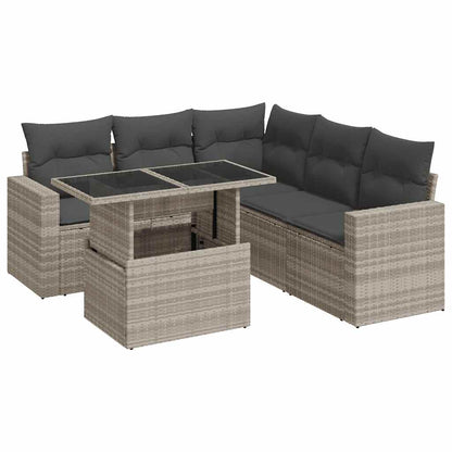 Set Divano da Giardino 6pz con Cuscini Grigio Chiaro Polyrattan | homemem39