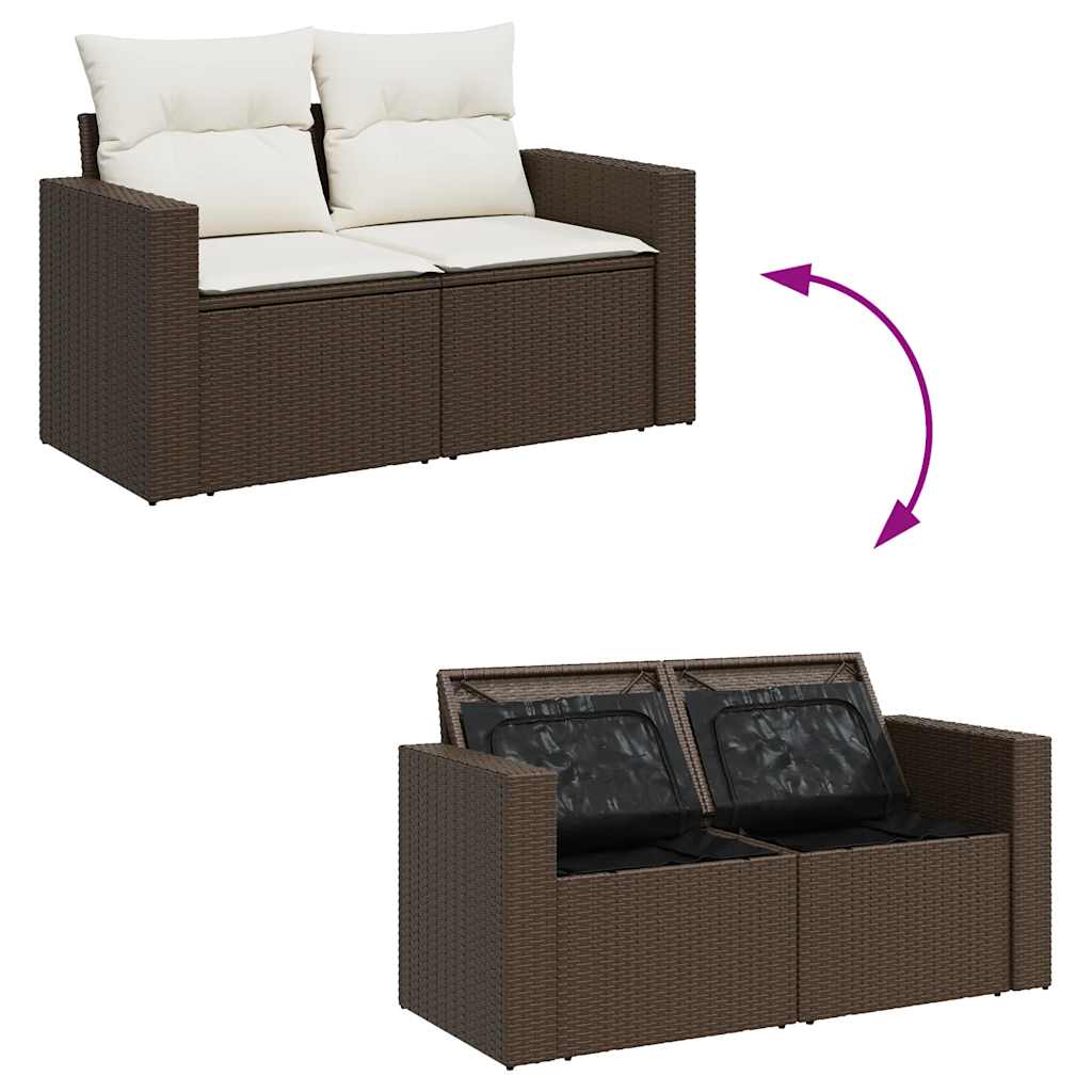 Set Divano da Giardino 6 pz con Cuscini Marrone in Polyrattan | homemem39