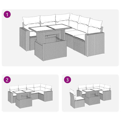 Set Divano da Giardino 6 pz con Cuscini Marrone in Polyrattan | homemem39