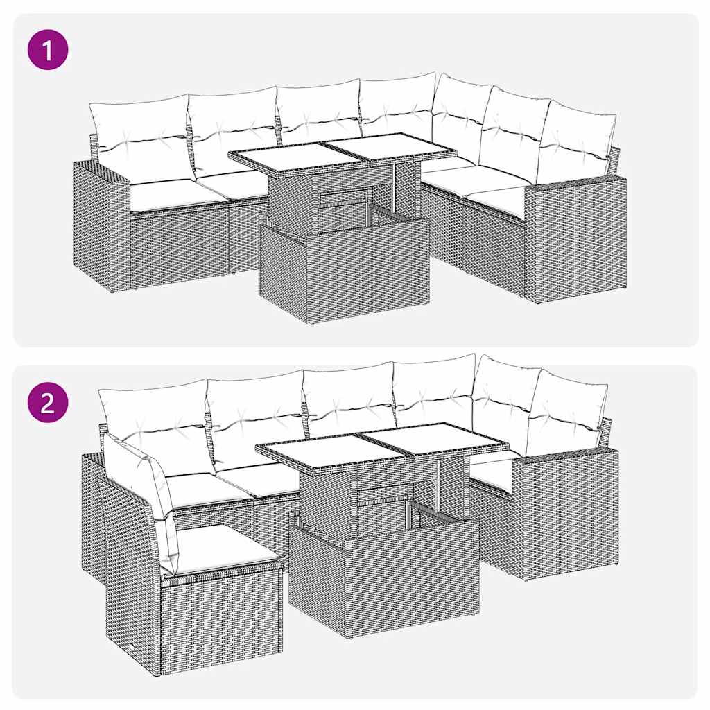 Set Divani da Giardino con Cuscini 7pz Nero Polyrattan | homemem39