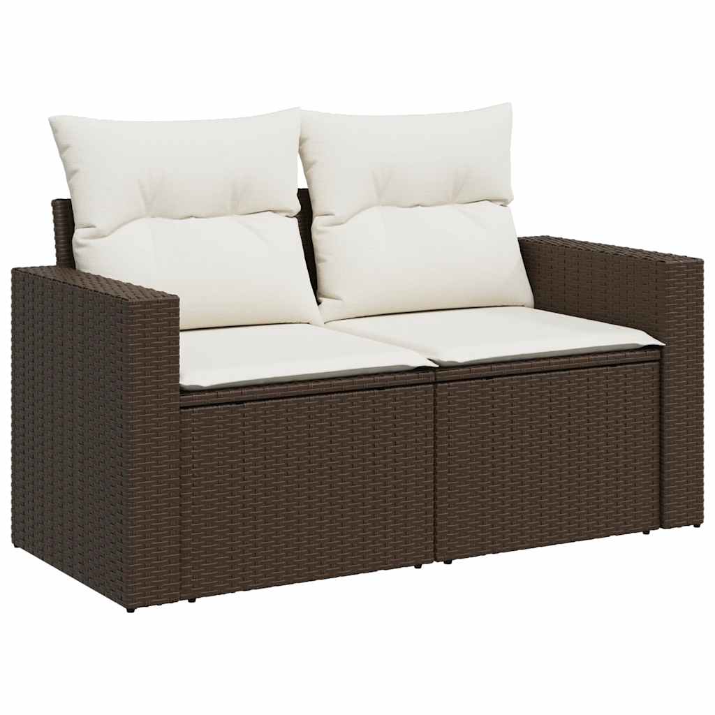 Set Divani da Giardino 9pz con Cuscini Marrone in Polyrattan | homemem39