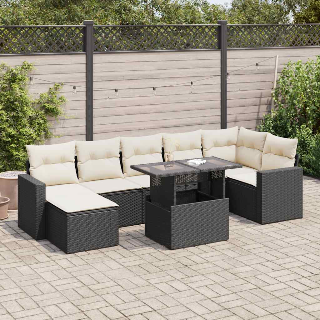 Set Divani da Giardino con Cuscini 8 pz Nero in Polyrattan | homemem39