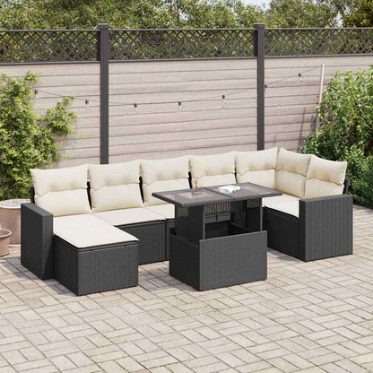 Set Divani da Giardino con Cuscini 8 pz Nero in Polyrattan | homemem39