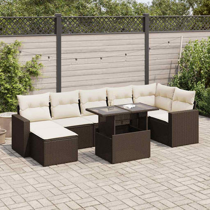 Set Divani da Giardino 8 pz con Cuscini Marrone in Polyrattan | homemem39