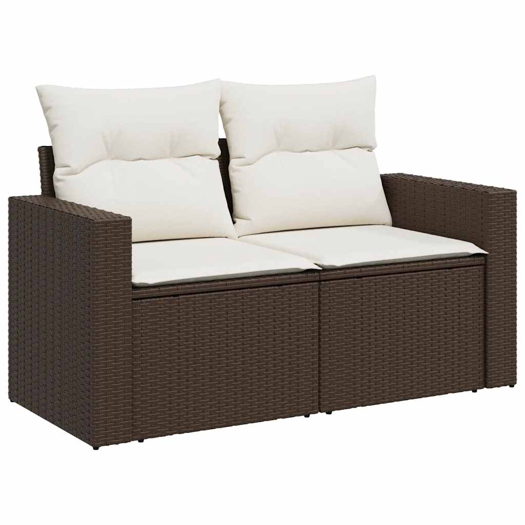 Set Divani da Giardino 9pz con Cuscini Marrone in Polyrattan - homemem39