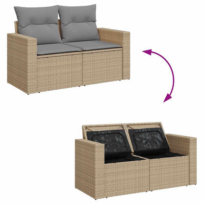 Set Divano da Giardino 10 pz con Cuscini Beige in Polyrattan - homemem39