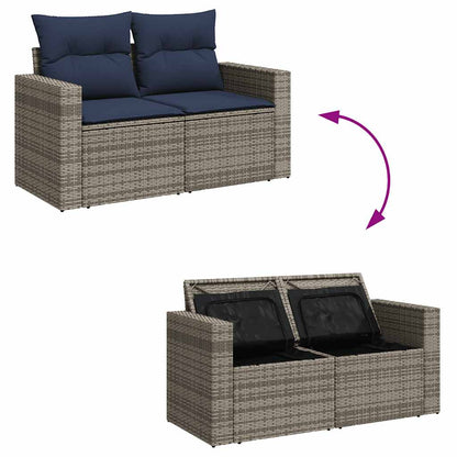 Divano Giardino 10 pz con Cuscini Grigio in Polyrattan Acacia | homemem39