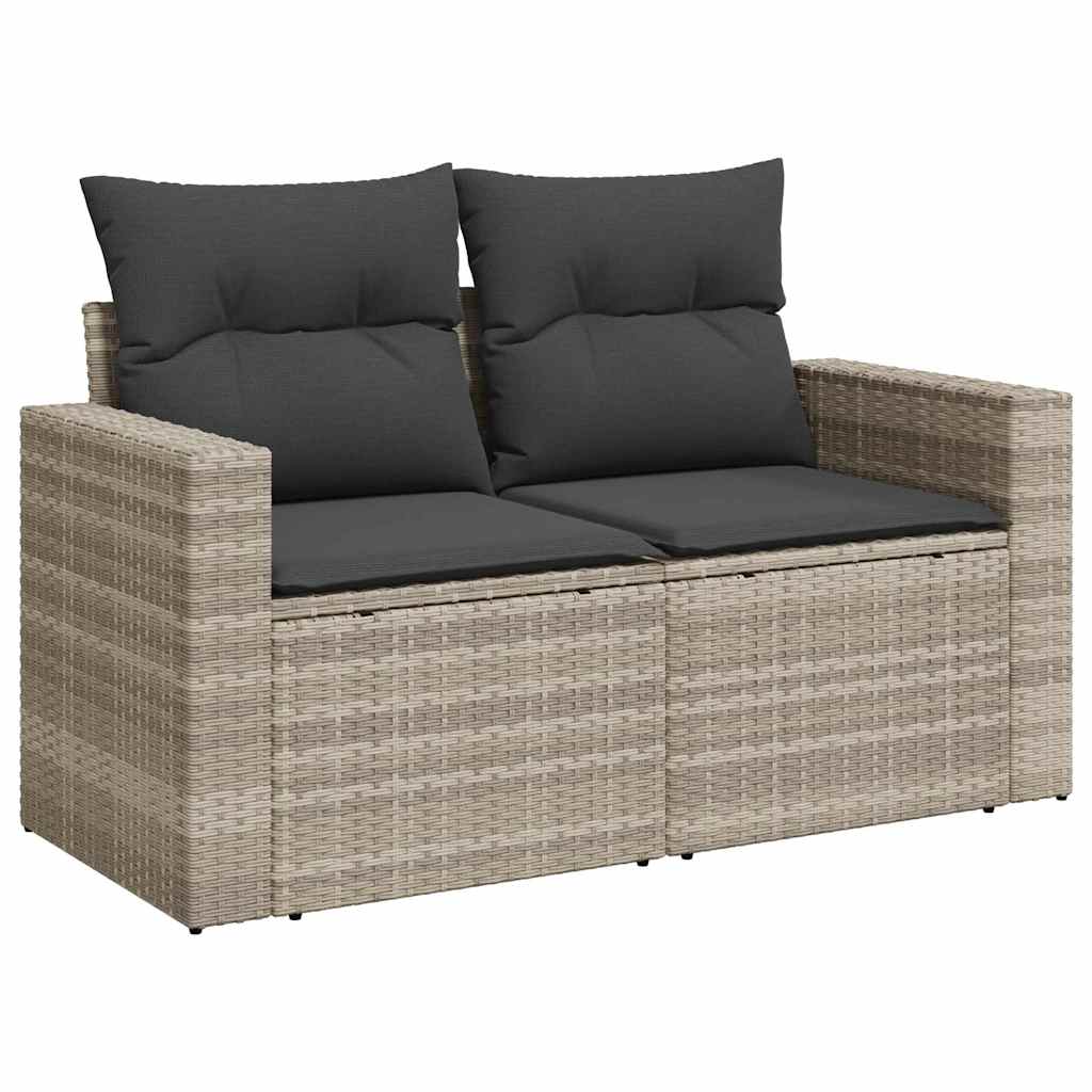 Set Divano Giardino 10 pz con Cuscini Grigio Chiaro Polyrattan | homemem39