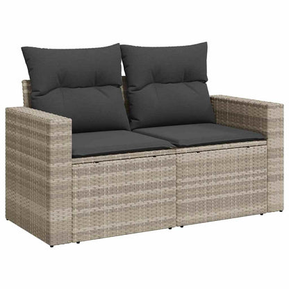 Set Divano Giardino 10 pz con Cuscini Grigio Chiaro Polyrattan - homemem39